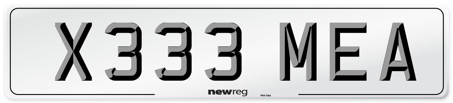 X333 MEA Number Plate from New Reg